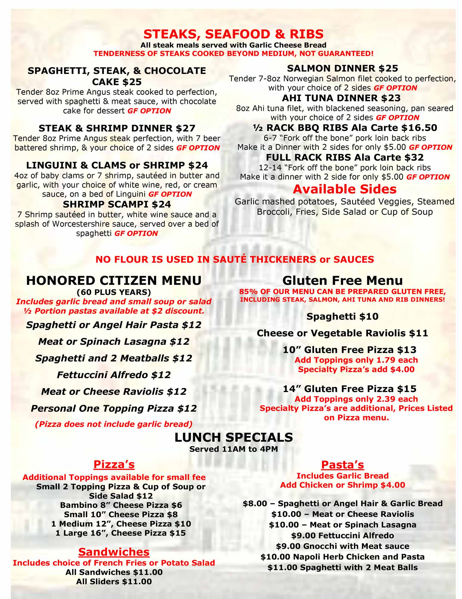 Menu - Giovanni's Pizza and Pasta